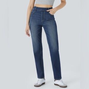 Halara Flex™ High Waisted Pockets Straight Leg Washed Casual Jeans